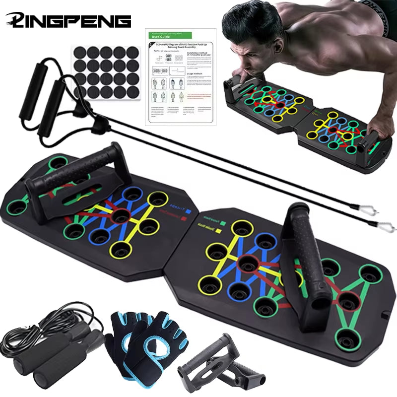 Portable Multifunctional Push-Up Board Set with Handles Foldable Fitness Equipment for Chest Abdomen Arms and Back Training